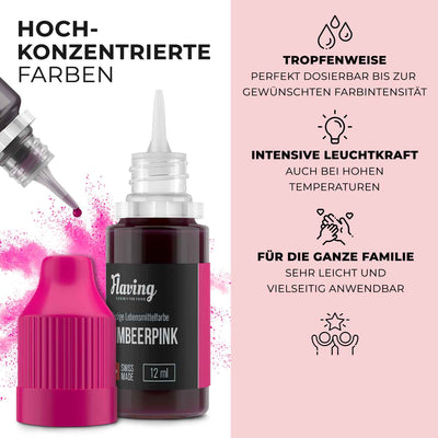 3er-Set Pink - flüssige Lebensmittelfarbe mit gratis Rote Herzen Lebensmittelfarbe flüssig Flaving 